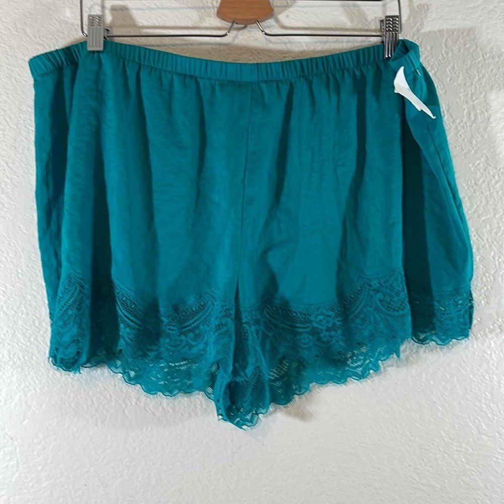 INC International Concepts Satin Pajama Flirty Sleep Shorts With Lace Trim 2XL